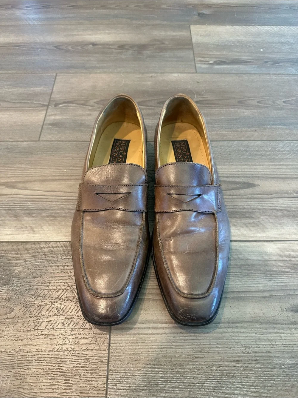 Mercantini Fiorentini Italian Brown Leather Men’s Penny Loafers Sz 9